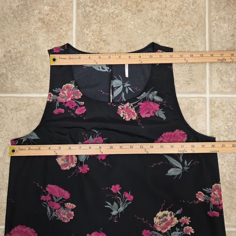 Free People Floral Shift Dress Black Sleeveless Size Large Boho